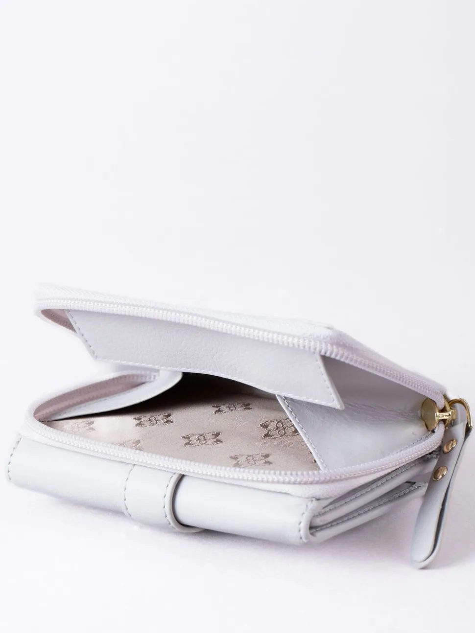 Lakeland Leather Grey Medium Icon Stud Tab Purse