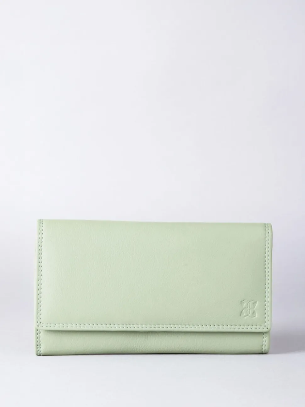 Lakeland Leather Light Green Large Flapover Purse