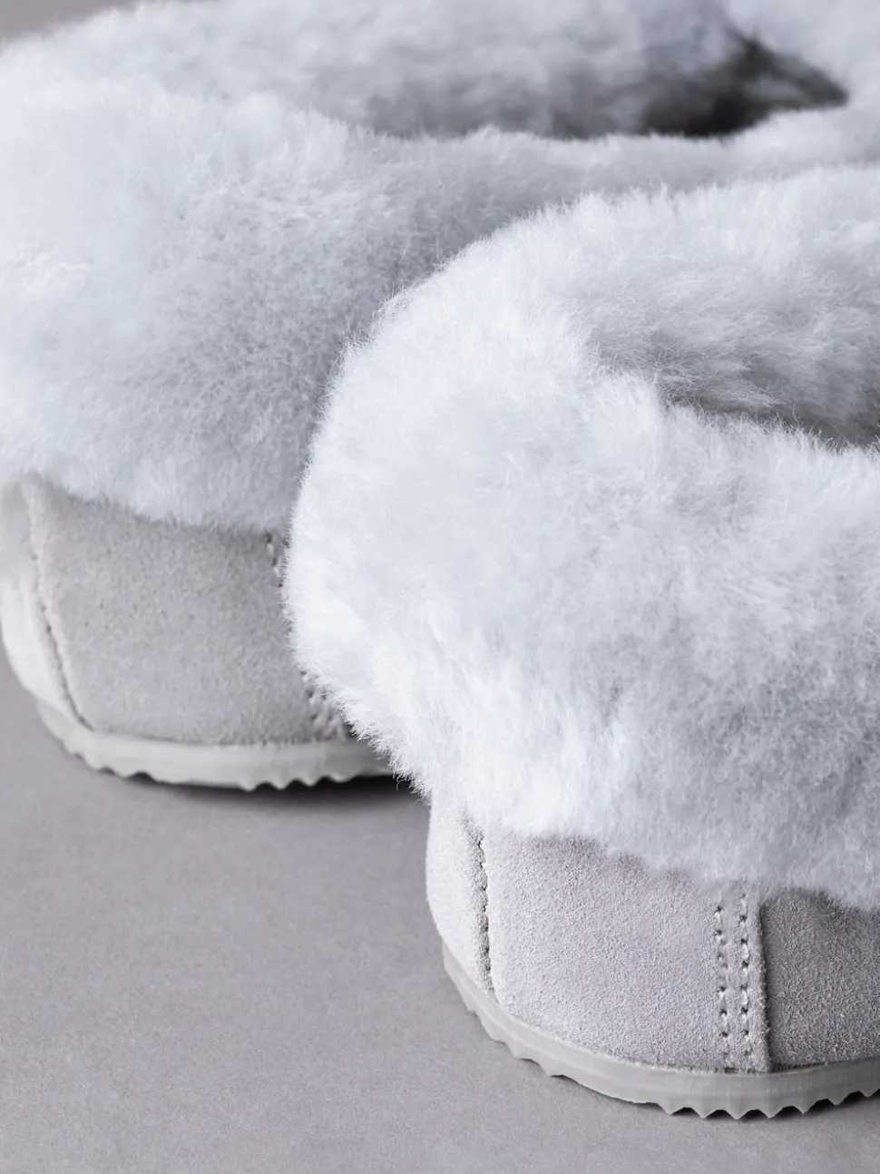 Lakeland Leather Light Grey Ladies Sheepskin Moccasin Slippers