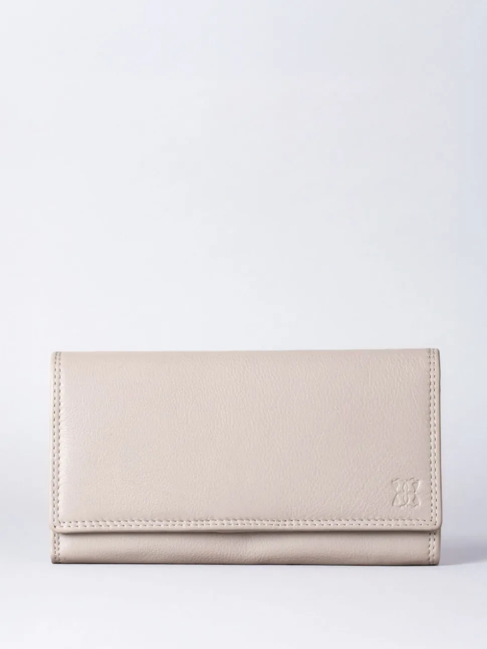 Lakeland Leather Light Grey Large Flapover Purse