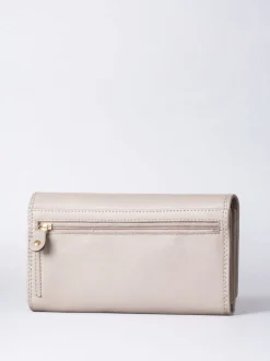 Lakeland Leather Light Grey Large Flapover Purse
