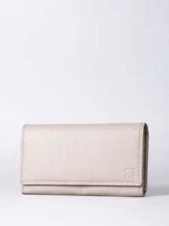 Lakeland Leather Light Grey Large Flapover Purse