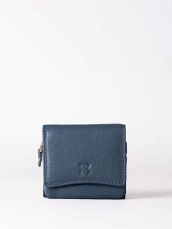 Lakeland Leather Navy Small Leather Flapover Purse