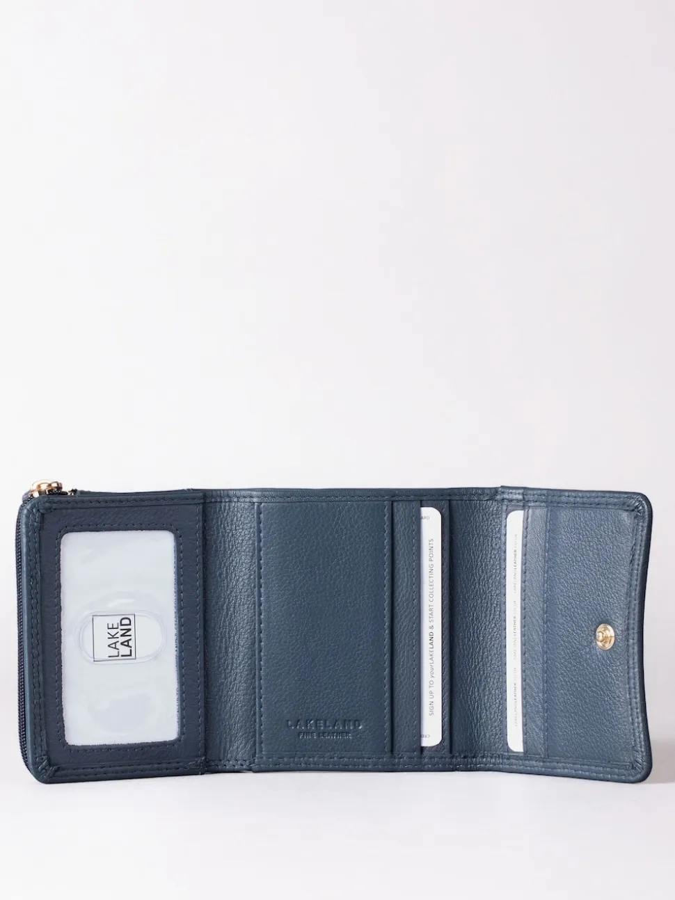 Lakeland Leather Navy Small Leather Flapover Purse