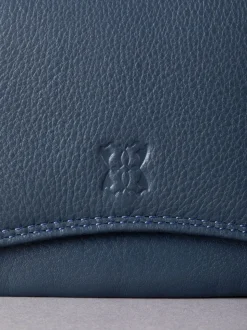 Lakeland Leather Navy Small Leather Flapover Purse