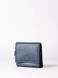 Lakeland Leather Navy Small Leather Flapover Purse
