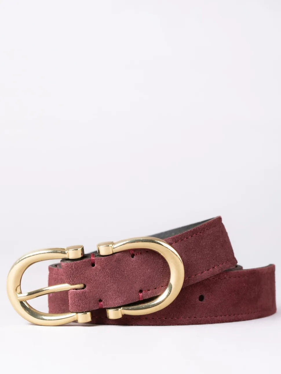 Lakeland Leather Red Bowness Dual Buckle Suede Belt
