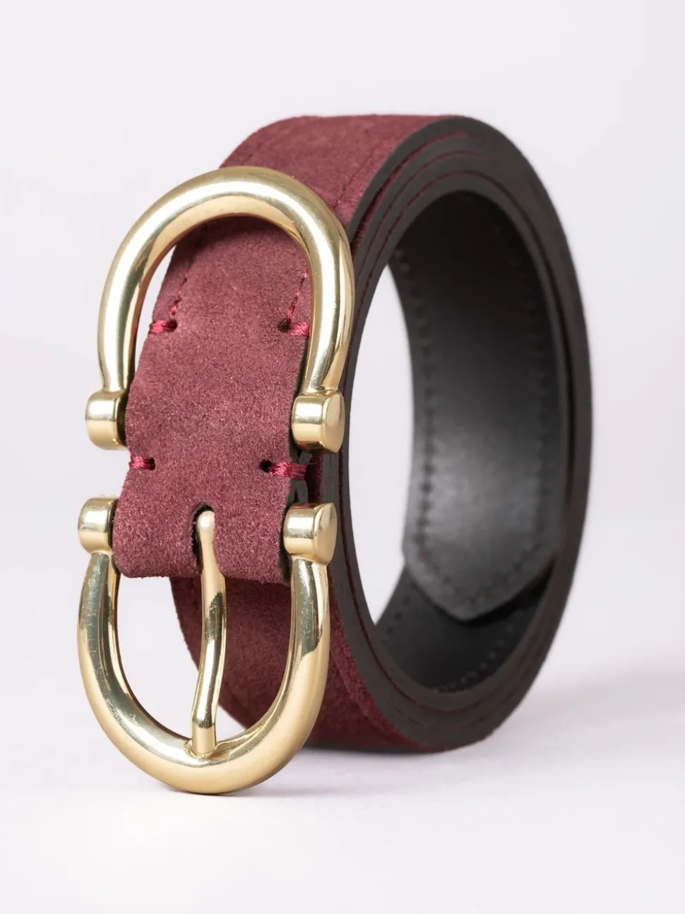 Lakeland Leather Red Bowness Dual Buckle Suede Belt