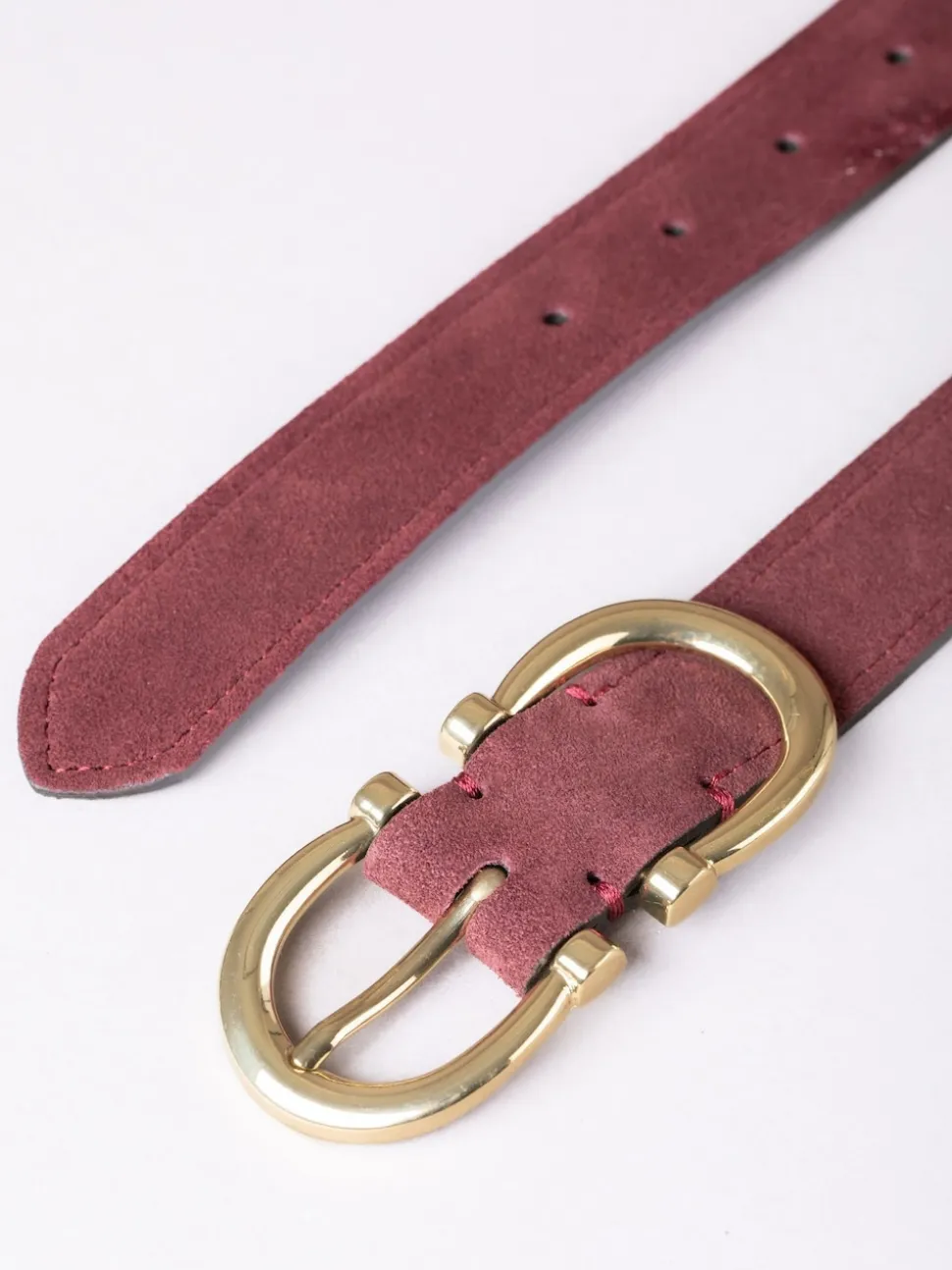Lakeland Leather Red Bowness Dual Buckle Suede Belt