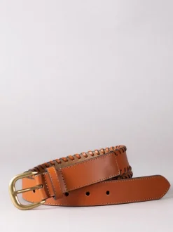 Lakeland Leather Tan Wray Whip Stitch Leather Belt