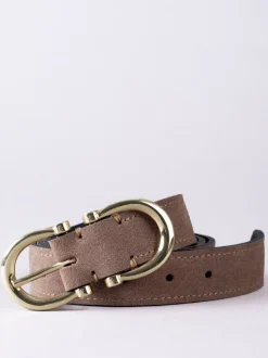 Lakeland Leather Taupe Bowness Dual Buckle Suede Belt