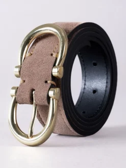 Lakeland Leather Taupe Bowness Dual Buckle Suede Belt