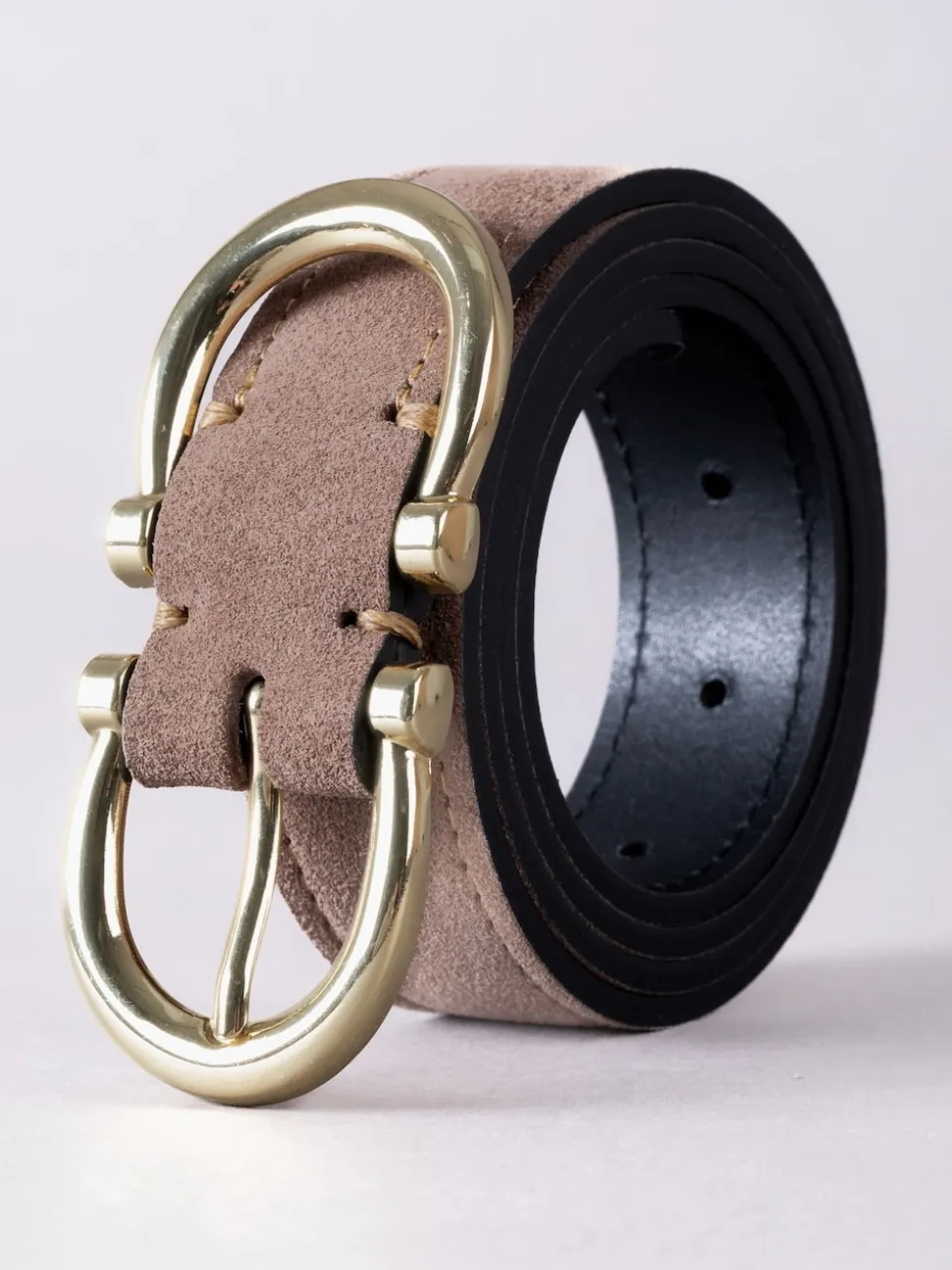 Lakeland Leather Taupe Bowness Dual Buckle Suede Belt