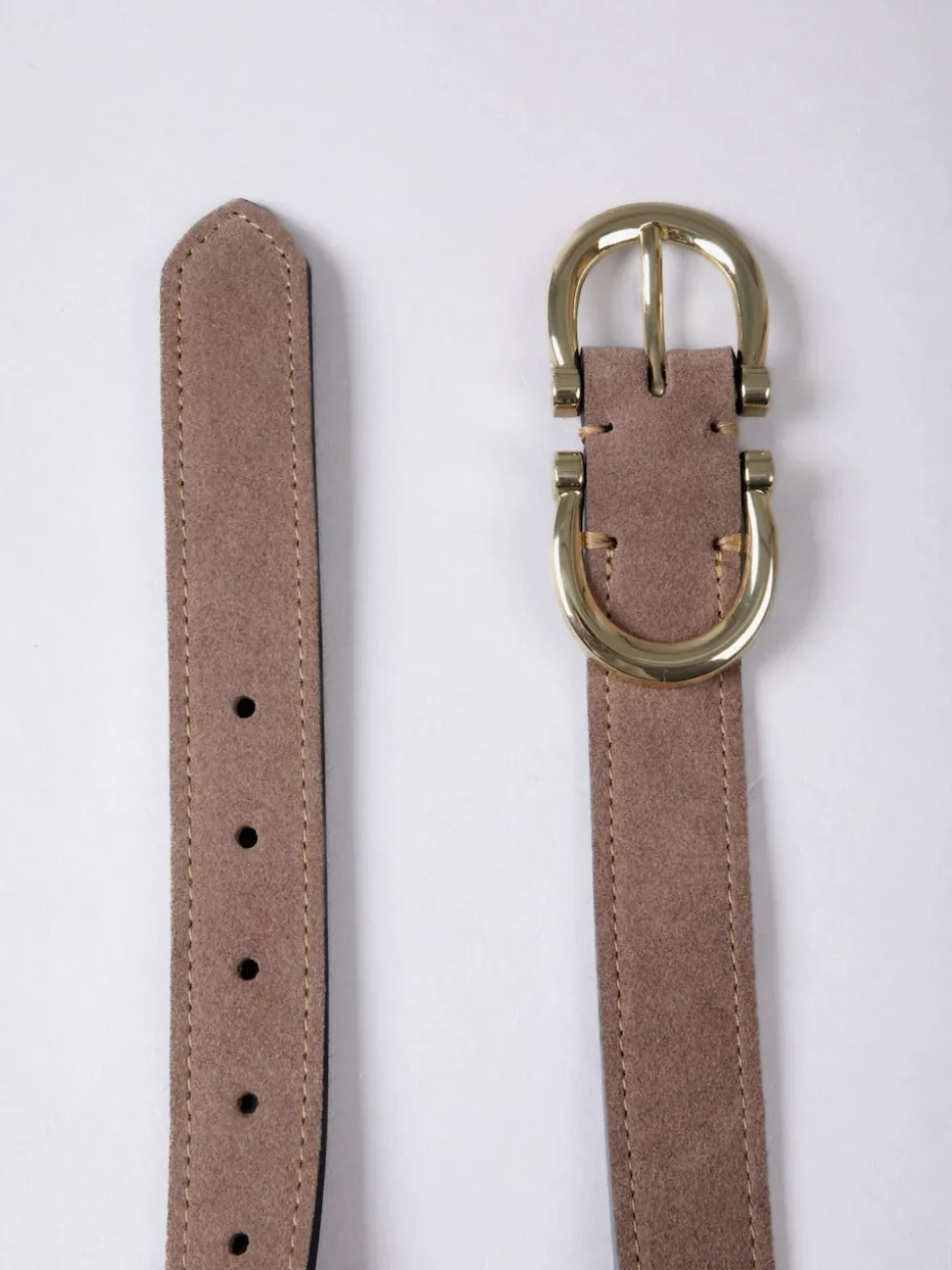 Lakeland Leather Taupe Bowness Dual Buckle Suede Belt