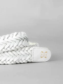 Lakeland Leather White Waverton Woven Belt