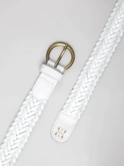Lakeland Leather White Waverton Woven Belt