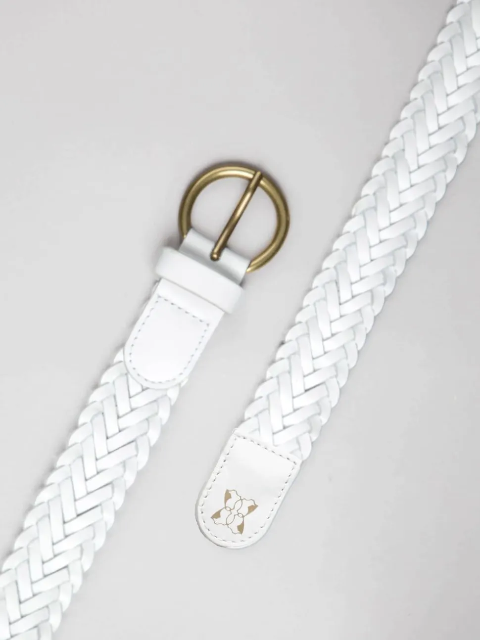 Lakeland Leather White Waverton Woven Belt