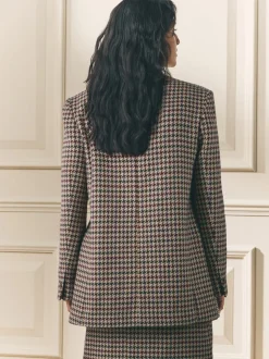 Laura Ashley Brown Heritage Dogtooth Check Blazer with Wool