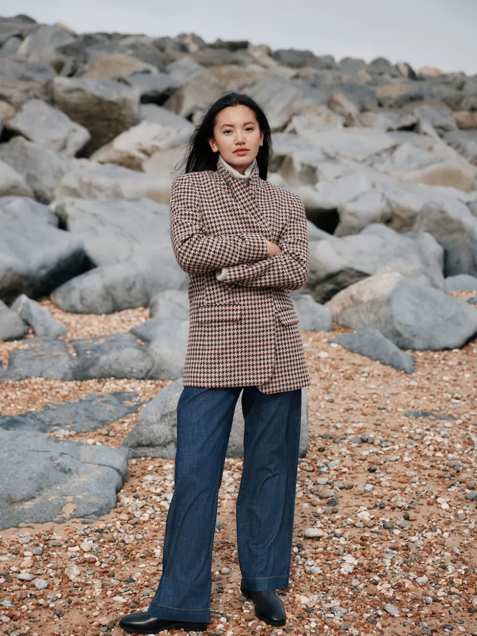 Laura Ashley Brown Heritage Dogtooth Check Blazer with Wool
