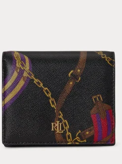 Lauren Ralph Lauren Belting/Blk Belting-Print Leather Compact Wallet