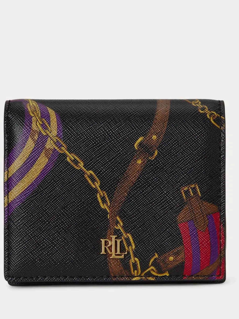 Lauren Ralph Lauren Belting/Blk Belting-Print Leather Compact Wallet