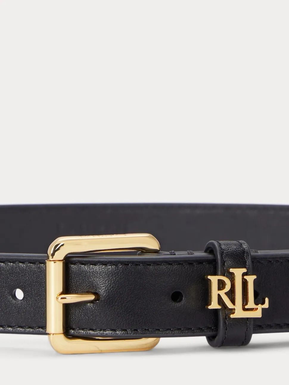 Lauren Ralph Lauren Black 2.5cm Logo Reversible Pebbled Leather Belt