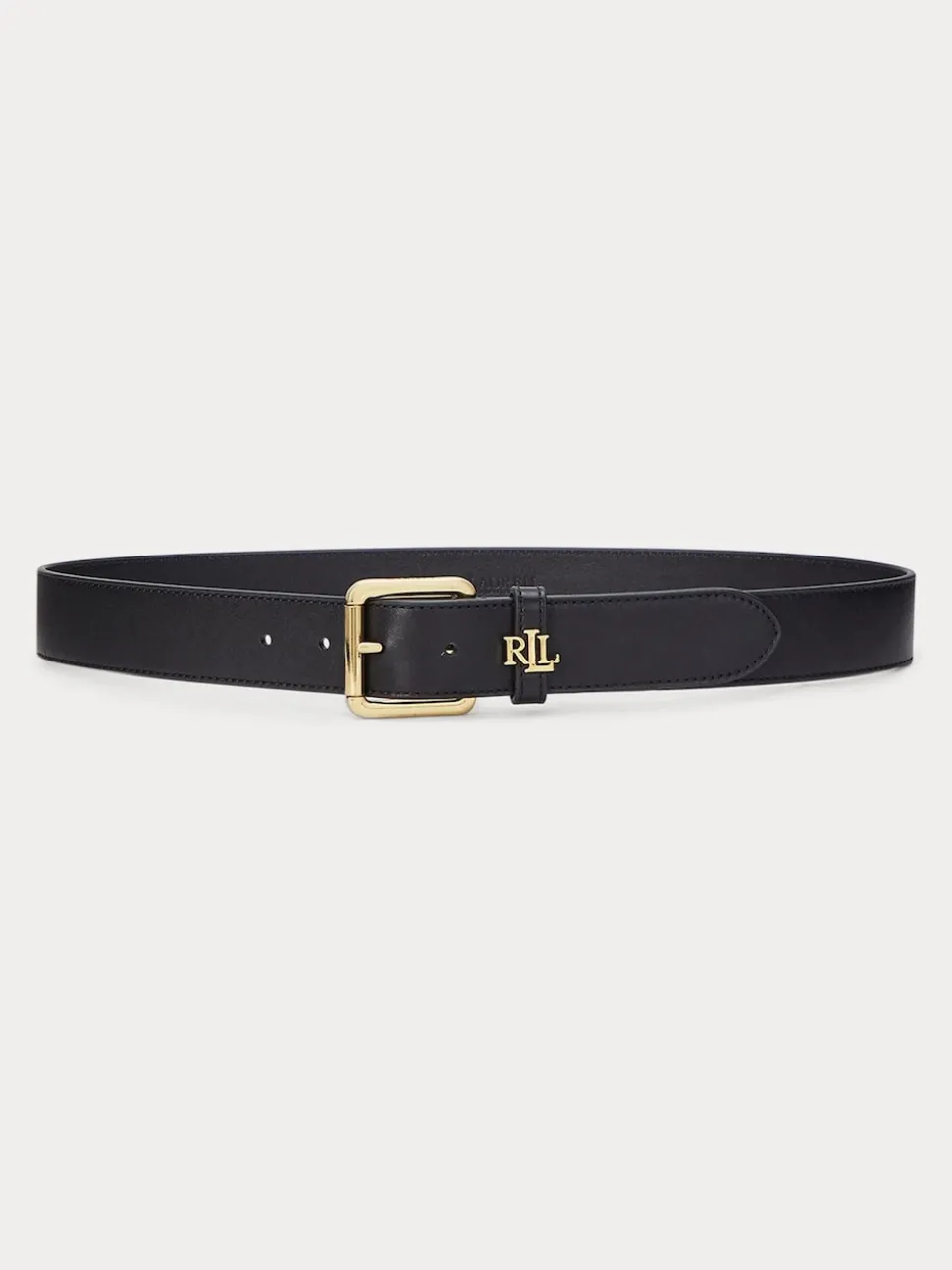 Lauren Ralph Lauren Black 3.2cm Logo-Keeper Leather Belt