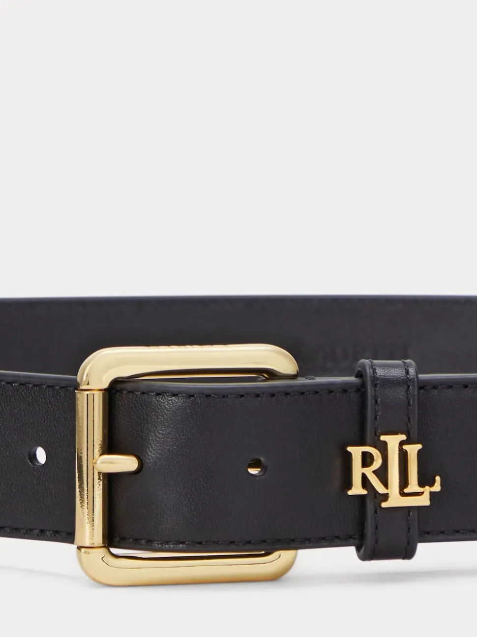 Lauren Ralph Lauren Black 3.2cm Logo-Keeper Leather Belt