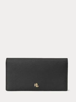 Lauren Ralph Lauren Black Crosshatch Leather Slim Wallet