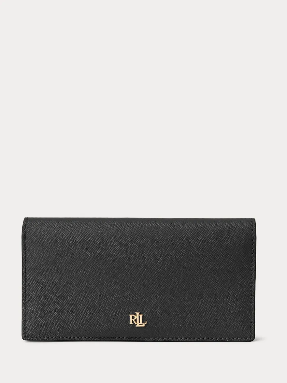 Lauren Ralph Lauren Black Crosshatch Leather Slim Wallet