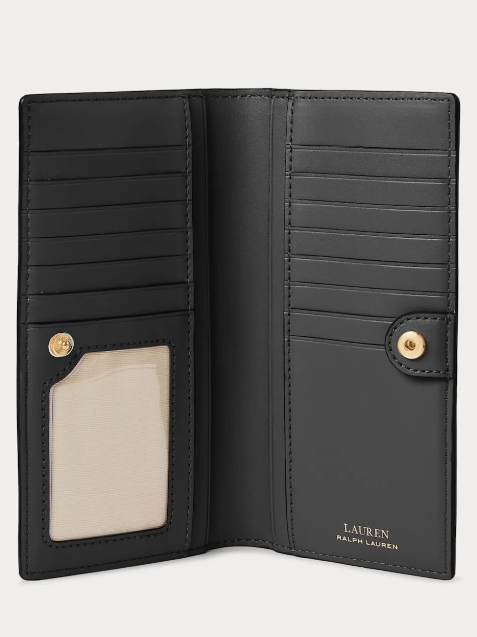 Lauren Ralph Lauren Black Crosshatch Leather Slim Wallet