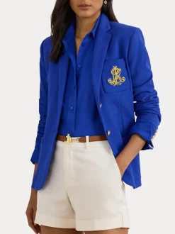 Lauren Ralph Lauren Blue Anfisa Crest Logo Blazer Jacket
