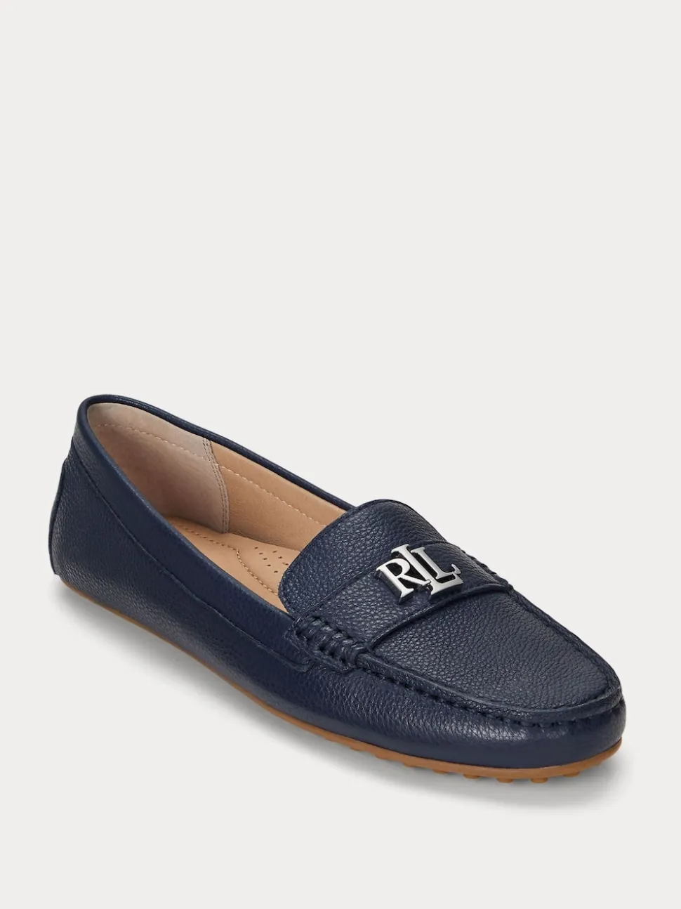 Lauren Ralph Lauren Blue Pebbled Leather Loafer Shoes