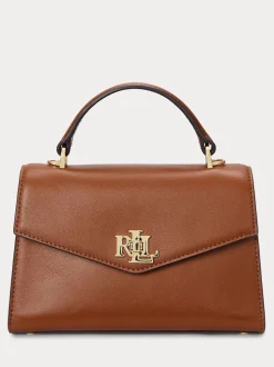 Lauren Ralph Lauren Brown Farrah Top Handle Leather Satchel Bag