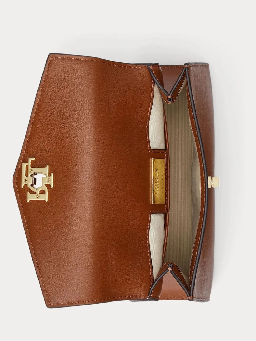 Lauren Ralph Lauren Brown Farrah Top Handle Leather Satchel Bag