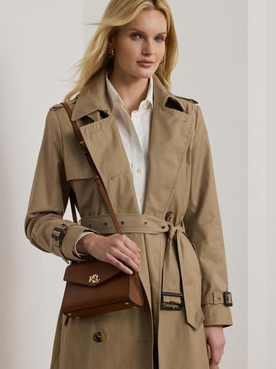 Lauren Ralph Lauren Brown Farrah Top Handle Leather Satchel Bag