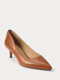 Lauren Ralph Lauren Brown Adrienne Leather Kitten Court Heels