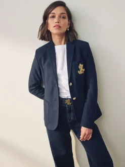 Lauren Ralph Lauren Lauren Navy Anfisa Bullion Jacquard Blazer