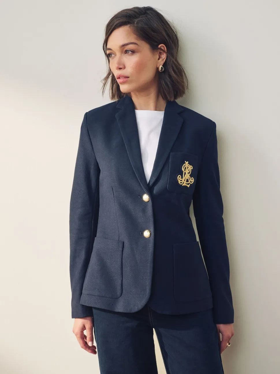 Lauren Ralph Lauren Lauren Navy Anfisa Bullion Jacquard Blazer