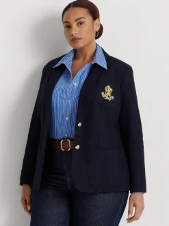 Lauren Ralph Lauren Lauren Navy Curve Anfisa Bullion Jacquard Blazer