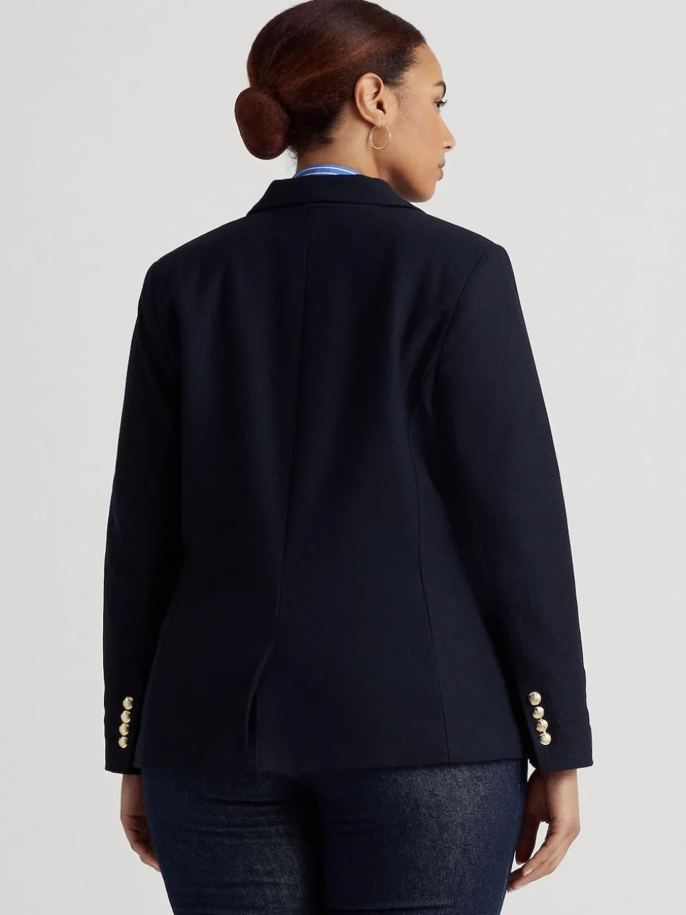 Lauren Ralph Lauren Lauren Navy Curve Anfisa Bullion Jacquard Blazer