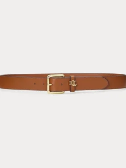 Lauren Ralph Lauren Lauren Tan 3.2cm Logo-Keeper Leather Belt