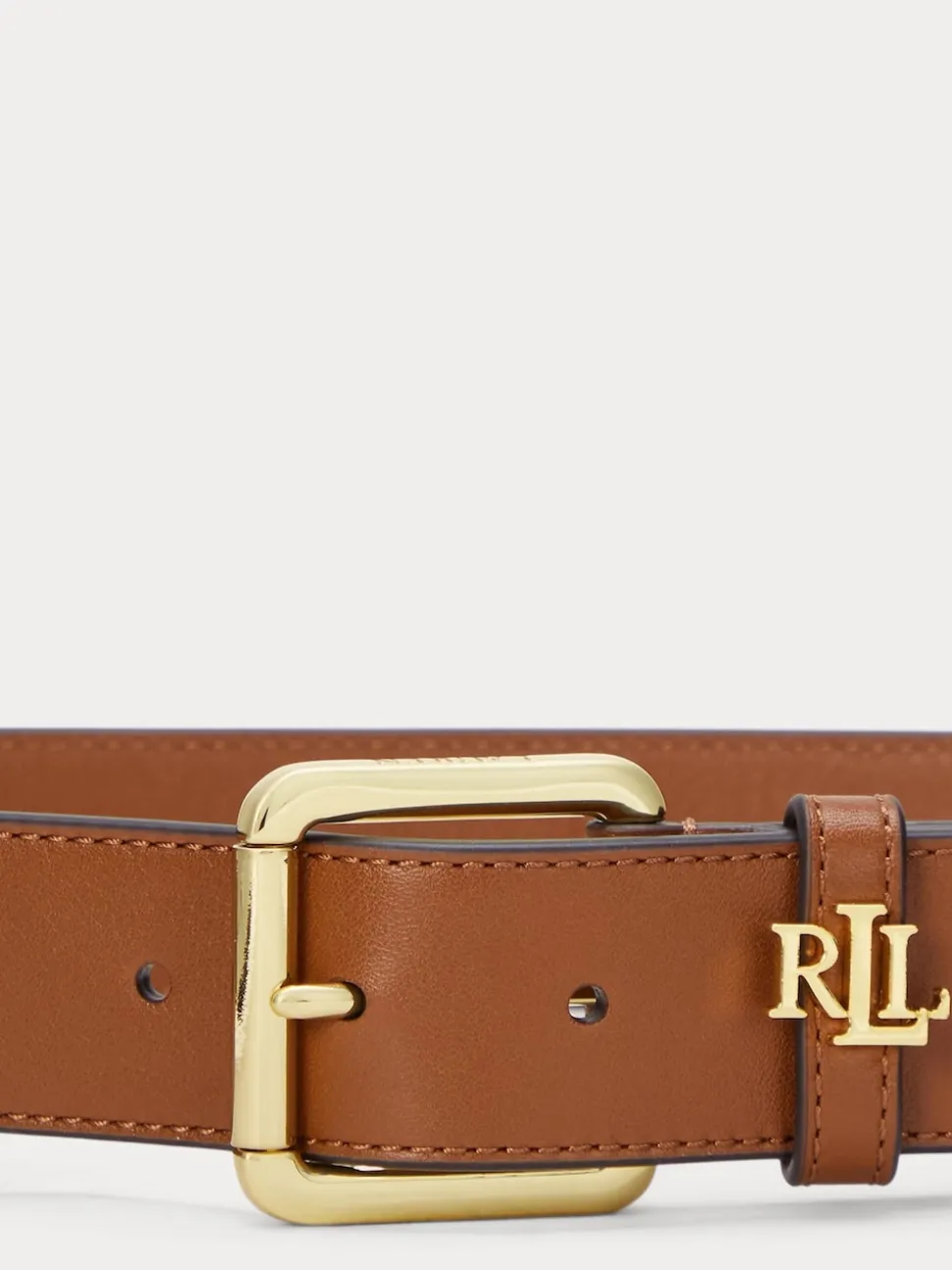 Lauren Ralph Lauren Lauren Tan 3.2cm Logo-Keeper Leather Belt