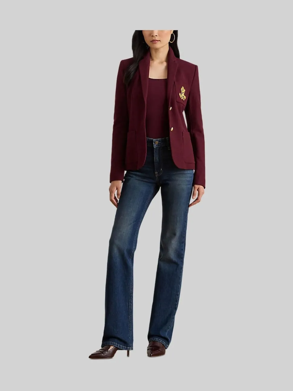 Lauren Ralph Lauren Red Anfisa Crest Logo Blazer Jacket