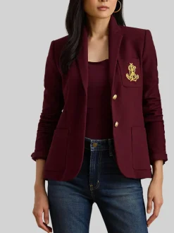 Lauren Ralph Lauren Red Anfisa Crest Logo Blazer Jacket