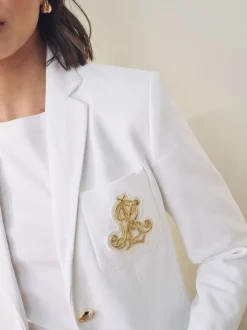 Lauren Ralph Lauren White Anfisa Bullion Jacquard Blazer
