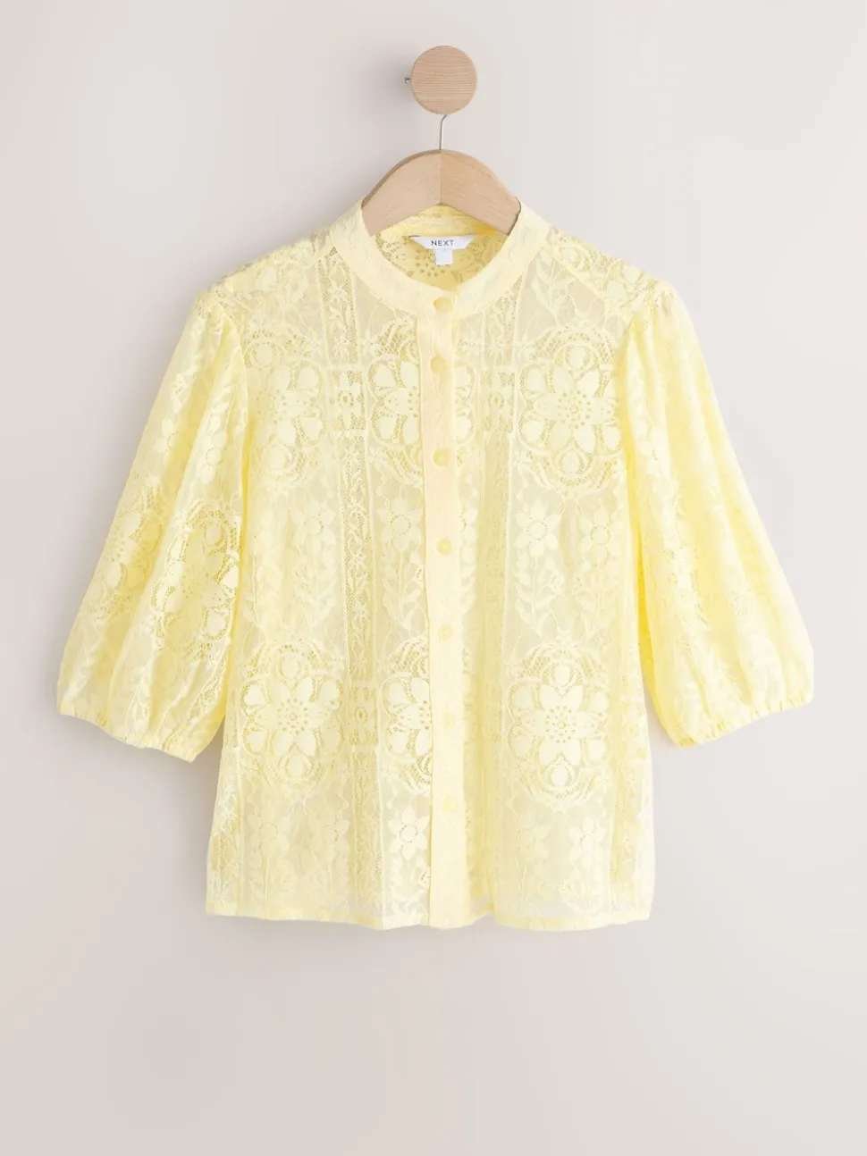 Lemon Yellow Lace Half Sleeve Blouse