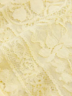 Lemon Yellow Lace Half Sleeve Blouse