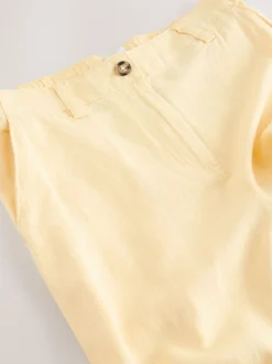 Lemon Yellow Smart Front Linen Blend Wide Leg Trousers