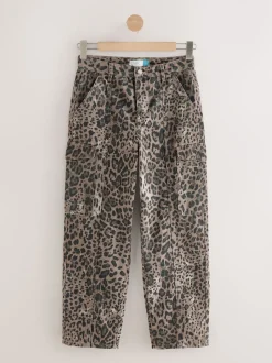 Leopard Ankle Straight Leg Carpenter Jeans